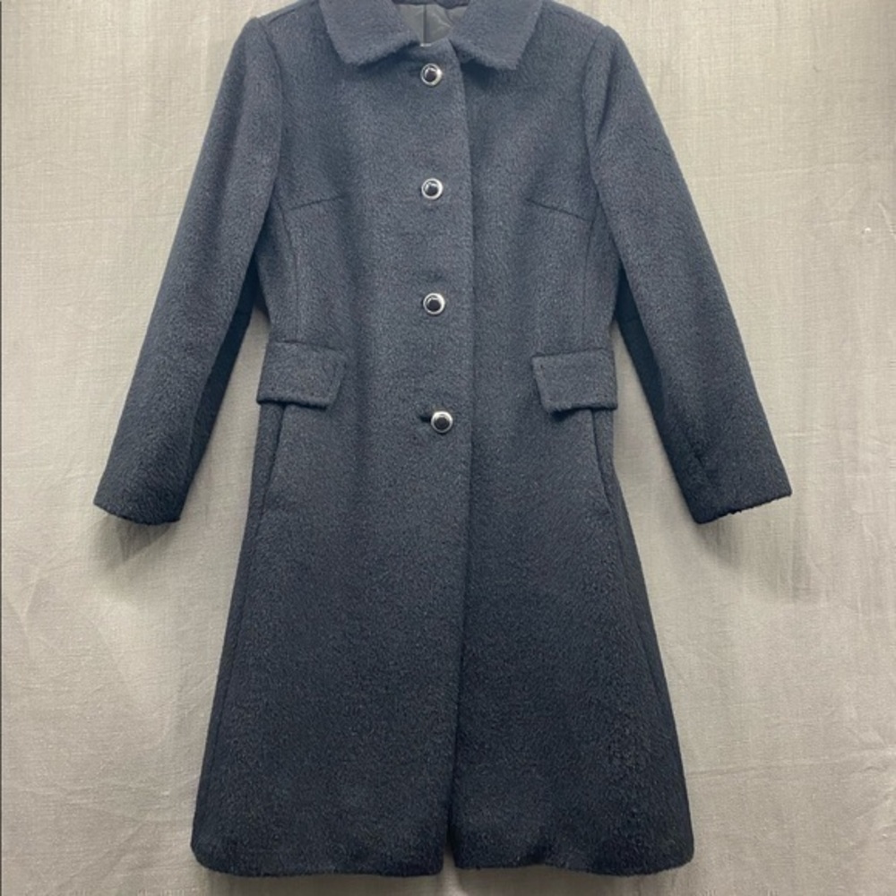 Rice Coat Company Vintage Mohair Wool Black Button Up Coat Size 8 USA Ma…
